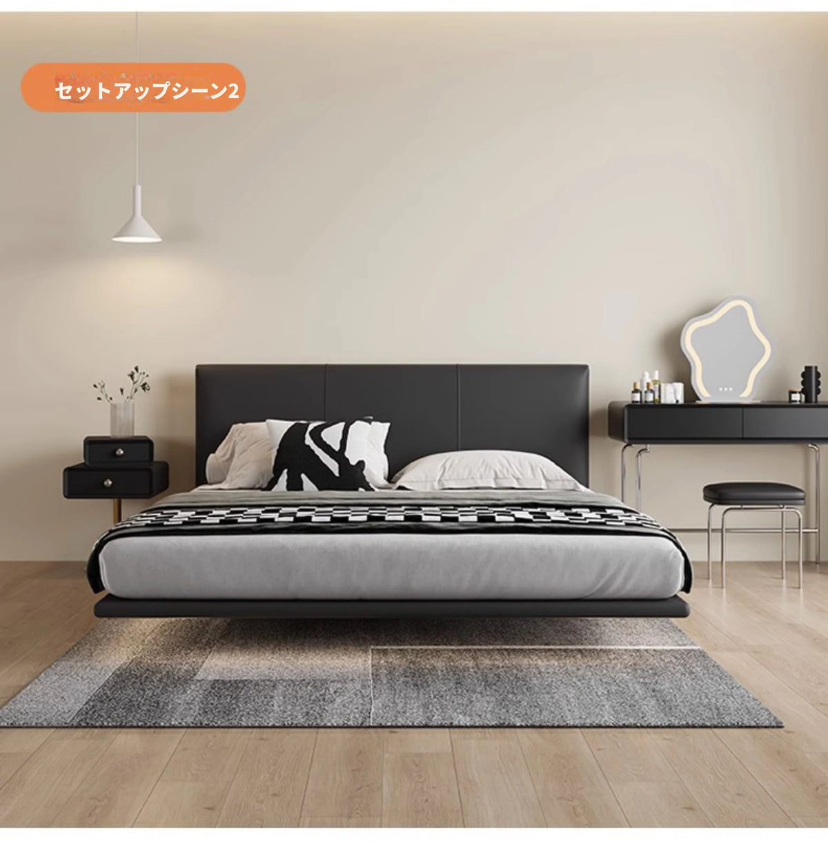 シンプルでスタイリッシュなPUレザー＆ステンレス製ナイトテーブル - 無垢材風デザインの収納家具 hxy-5165