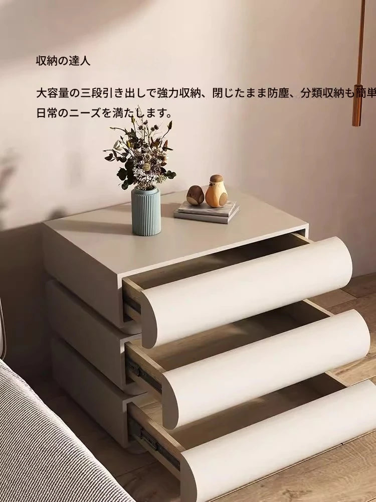 スタイリッシュなPUレザー製ナイトテーブル｜パイン素材のモダンデザイン収納家具 hxy-5168