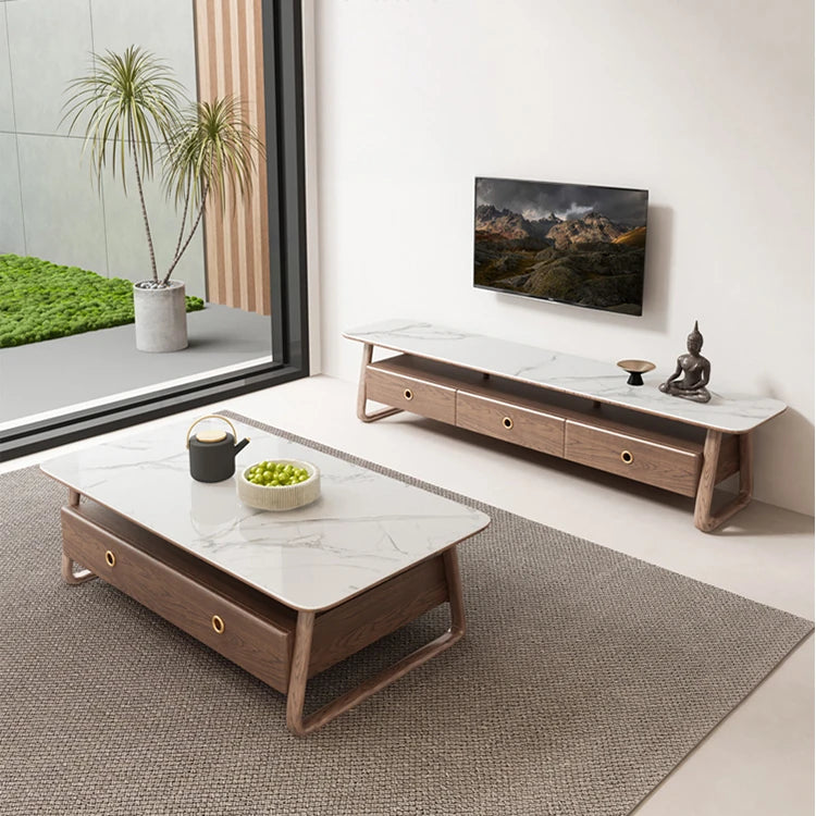 アッシュ材＆セラミック製テレビ台｜おしゃれな多層板デザイン｜収納力抜群のリビング家具 hyc-3114