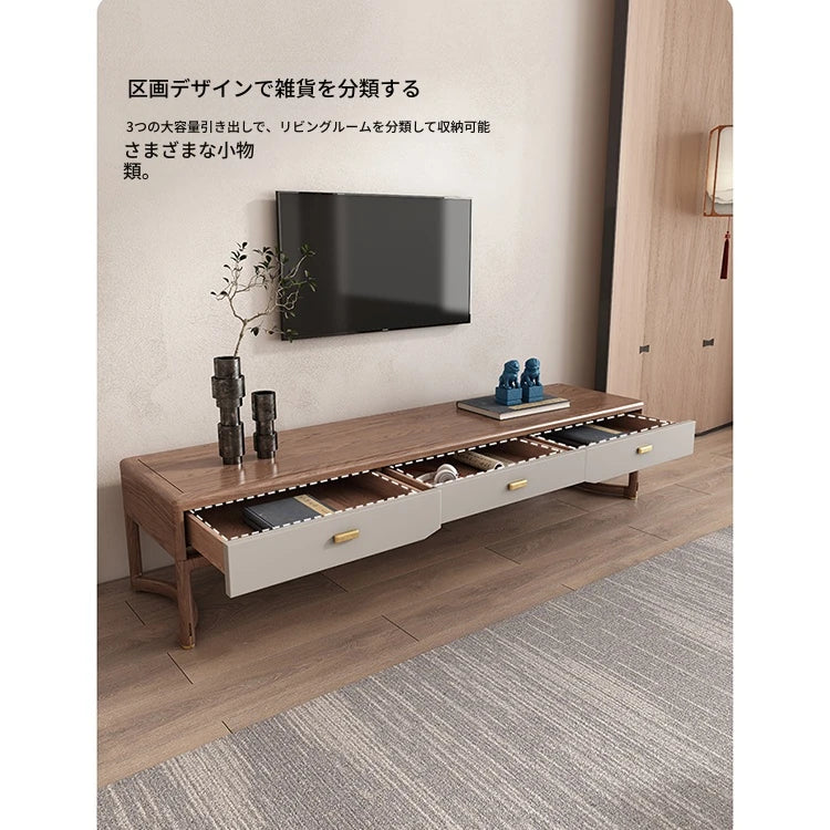 アッシュ材製のスタイリッシュテレビ台｜洗練されたデザインと多層板の耐久性｜リビングに最適な収納付き。 hyc-3117
