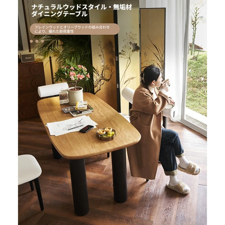 無垢材テーブル｜シンプルモダンデザイン｜ダイニング＆ワークスペース兼用｜温かみのあるナチュラルウッド hyc-3120