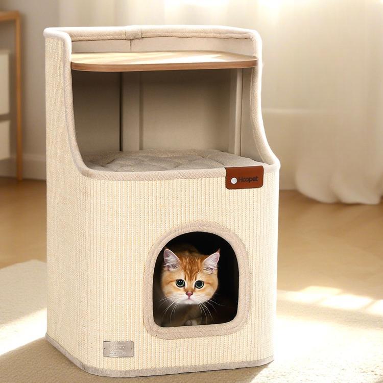 キャットタワー 猫爬架 省スペース 爪とぎ付き 猫ベッド 一体型 サイザル麻 四季対応 hycw-0422-81