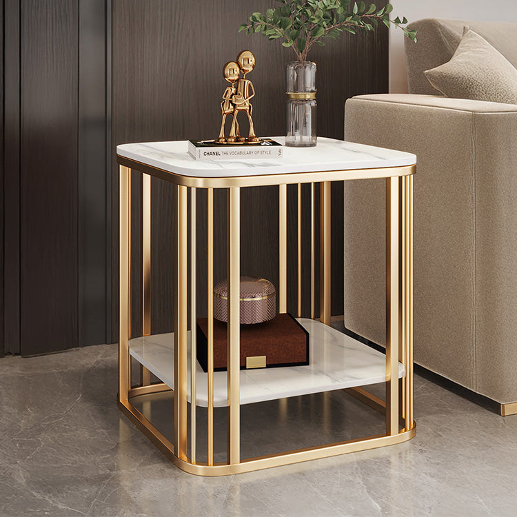 アイボリートーンのモダンセンターテーブルリビング向け セラミックストーン天板×大容量収納ローテーブル hykg-5856