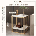 アイボリートーンのモダンセンターテーブルリビング向け セラミックストーン天板×大容量収納ローテーブル hykg-5856