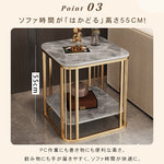 アイボリートーンのモダンセンターテーブルリビング向け セラミックストーン天板×大容量収納ローテーブル hykg-5856