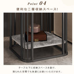 アイボリートーンのモダンセンターテーブルリビング向け セラミックストーン天板×大容量収納ローテーブル hykg-5856