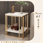 アイボリートーンのモダンセンターテーブルリビング向け セラミックストーン天板×大容量収納ローテーブル hykg-5856