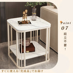 セラミック天板サイドテーブル リビング用 ホワイトフレームのモダンデザイン センターテーブル補助台 hykg-5857
