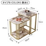 セラミック天板ネストサイドテーブル リビング用 ゴールドフレームのモダンデザイン センターテーブル補助台 hykg-5858