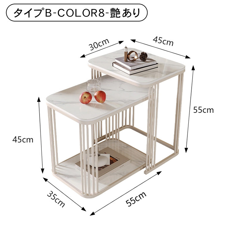 セラミック天板ネストサイドテーブル リビング用 ゴールドフレームのモダンデザイン センターテーブル補助台 hykg-5858