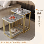 セラミック天板ネストサイドテーブル リビング用 ゴールドフレームのモダンデザイン センターテーブル補助台 hykg-5858