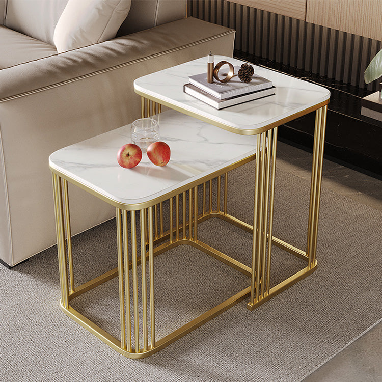 セラミック天板ネストサイドテーブル リビング用 ゴールドフレームのモダンデザイン センターテーブル補助台 hykg-5858