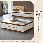 リビングセンターテーブル　セラミック天板×パイン材調　モダンデザインの引き出し収納ローテーブル hykg-5872