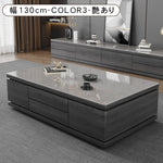 リビングセンターテーブル セラミック天板×木目調グレー モダンデザインの引き出し収納ローテーブル hykg-5874