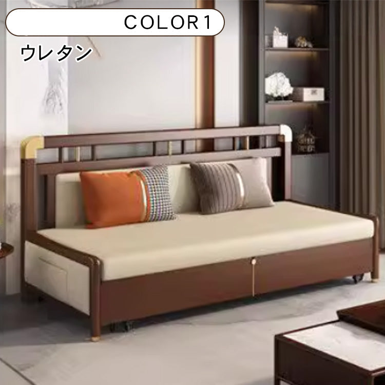 無垢材 & 合皮使用！豪華ラテックス&ココナッツパーム多機能ソファー hyt-1431