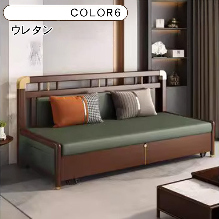 無垢材 & 合皮使用！豪華ラテックス&ココナッツパーム多機能ソファー hyt-1431