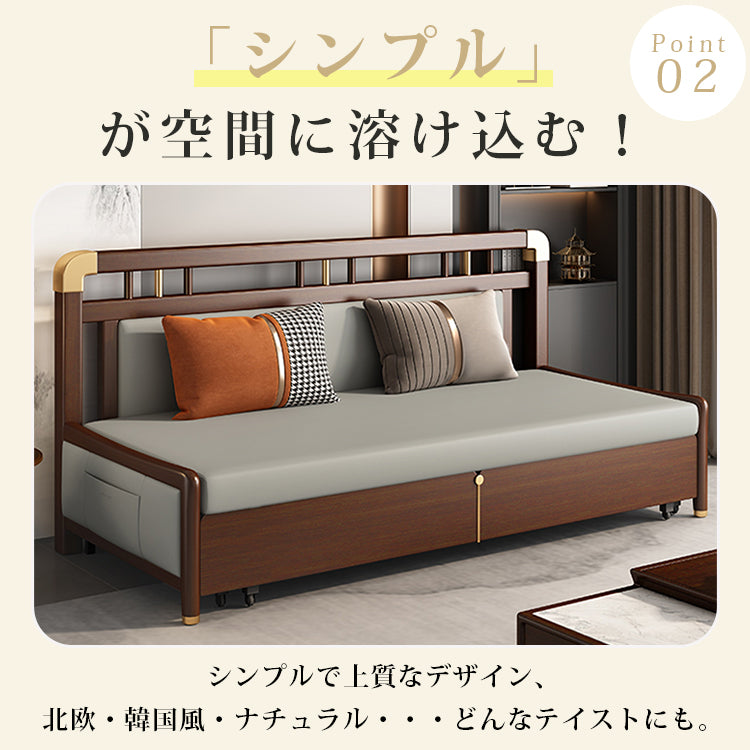 無垢材 & 合皮使用！豪華ラテックス&ココナッツパーム多機能ソファー hyt-1431