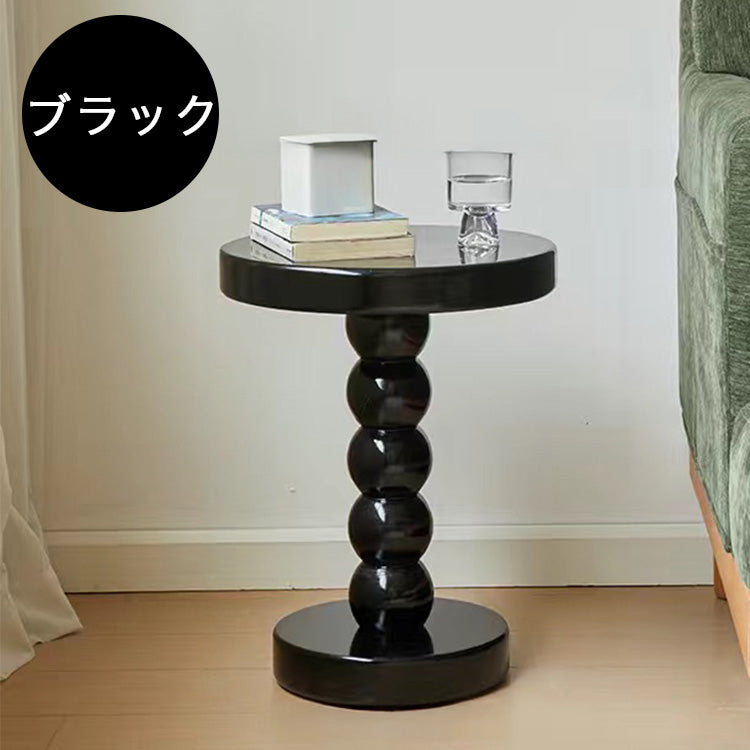 北欧風無垢材ラウンドコーヒーテーブルリビング収納ラック葫蘆脚デザイン hzmty-5491