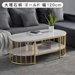 北欧モダン楕円形二層セラミック天板コーヒーテーブルリビング鉄製フレーム hzmty-5496