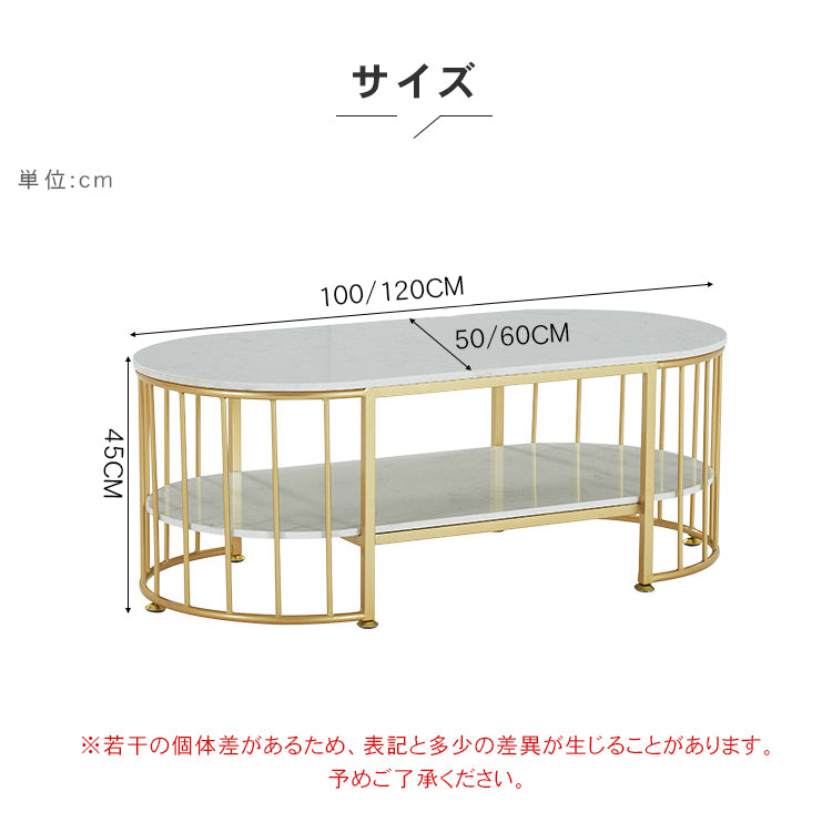 北欧モダン楕円形二層セラミック天板コーヒーテーブルリビング鉄製フレーム hzmty-5496
