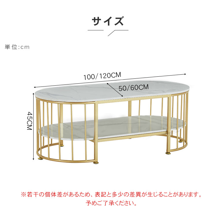北欧モダン楕円形二層セラミック天板コーヒーテーブルリビング鉄製フレーム hzmty-5496