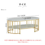 北欧モダン楕円形二層セラミック天板コーヒーテーブルリビング鉄製フレーム hzmty-5496