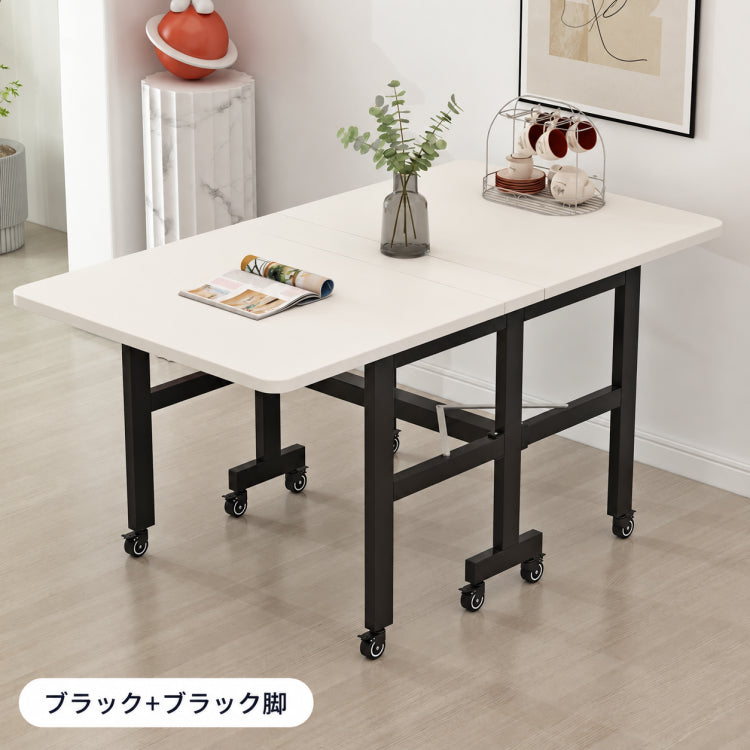 天然木製薄型折りたたみダイニングテーブル多機能伸縮可動長方形 hzyl-3482
