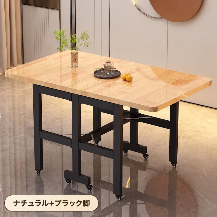 天然木製薄型折りたたみダイニングテーブル多機能伸縮可動長方形 hzyl-3482