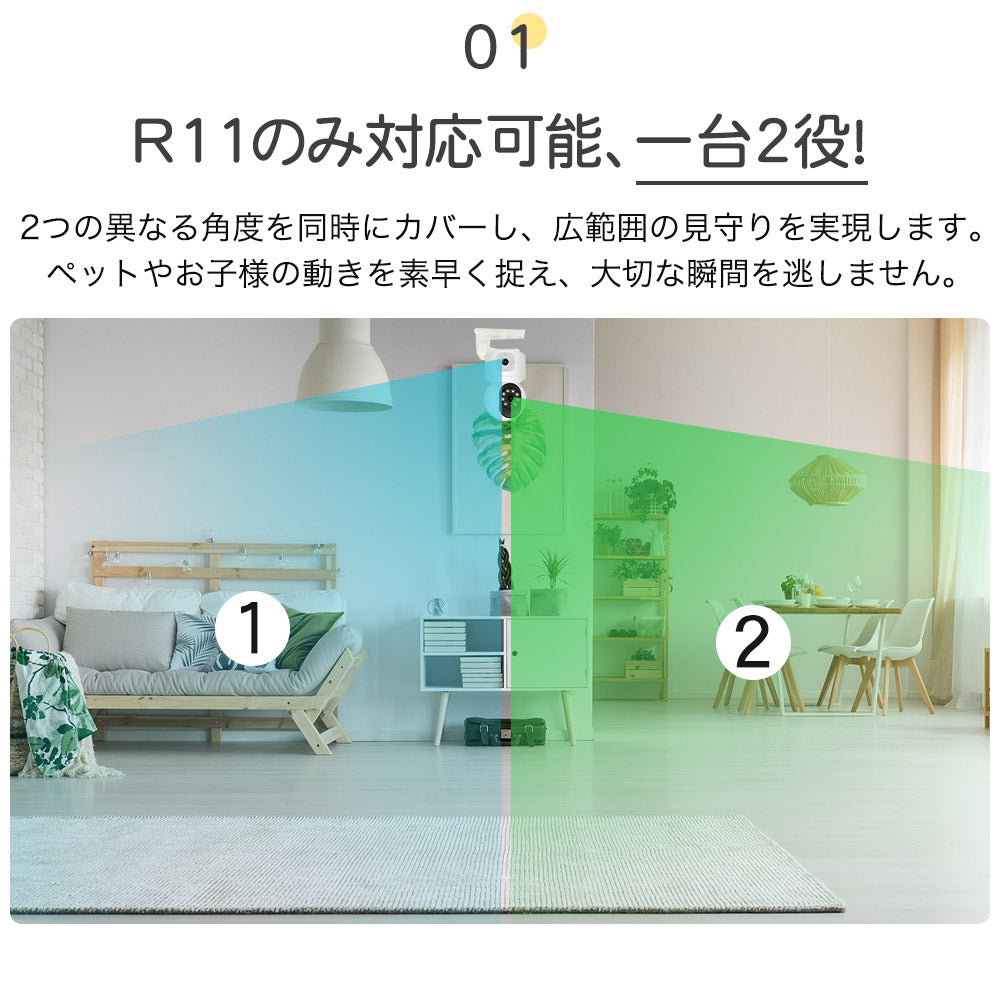 200万画素ワイヤレス防犯カメラ自動追跡双方向音声通信機能搭載 R7