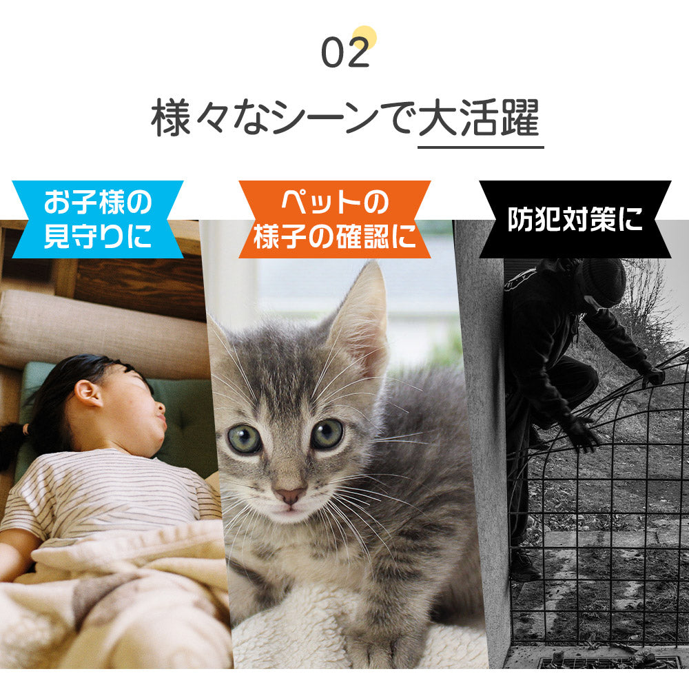 200万画素ワイヤレス防犯カメラ自動追跡双方向音声通信機能搭載 R7