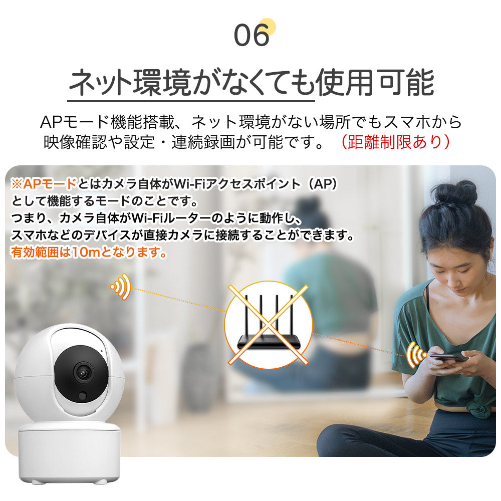200万画素ワイヤレス防犯カメラ自動追跡双方向音声通信機能搭載 R7