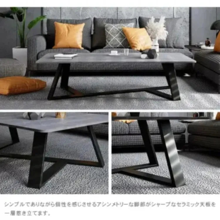 センターテーブル グレー ホワイト セラミック スチール jl-03-table