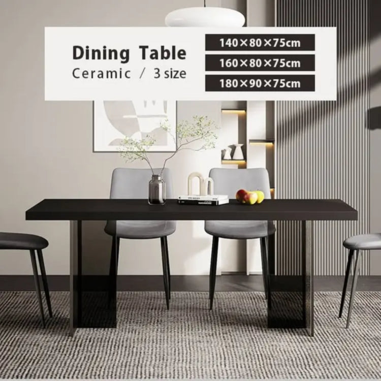 セラミックダイニングテーブル ブラック 幅140 160 180cm モダンデザイン 食卓テーブル jrjj-6159xg-table