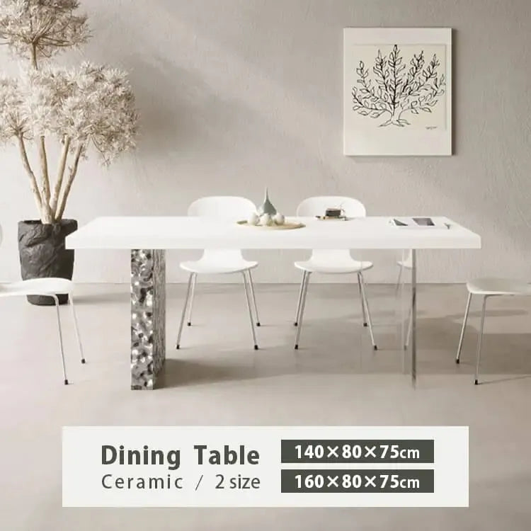 テーブル ホワイト セラミック ステンレス アクリル jrjj-6185xg-table