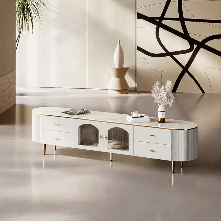 テレビ台 ホワイト セラミック スチール モールガラス jrjj-7011