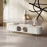 テレビ台 ホワイト セラミック スチール モールガラス jrjj-7011