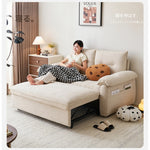 クリーム系デザイン ソファーベッド 折りたたみ式｜リビング・書斎対応 多機能 省スペース jy-0203-34