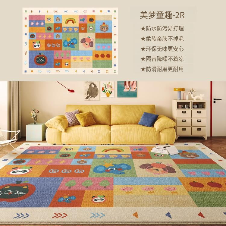 キュートクリーム風 リビングラグ ラグマット 高級感 フェイクカシミヤ調 カーペット 防水 防汚 拭くだけ簡単 洗濯不要 お手入れ簡単 kbf-02