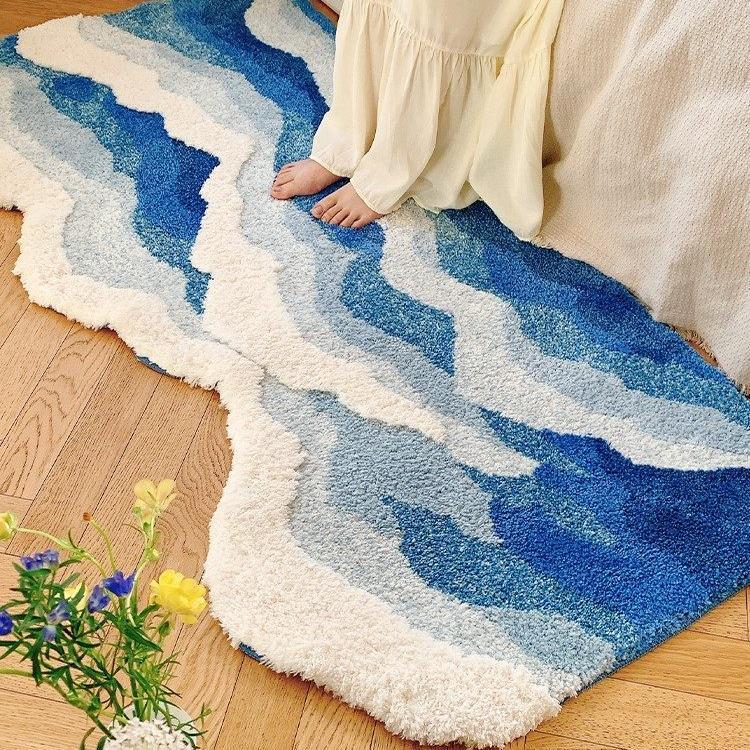 キュートクリーム風 カラフルデザイン ラグマット リビング 寝室 厚手シャギーラグ 立体デザイン 不規則ラグ おしゃれ klm-11