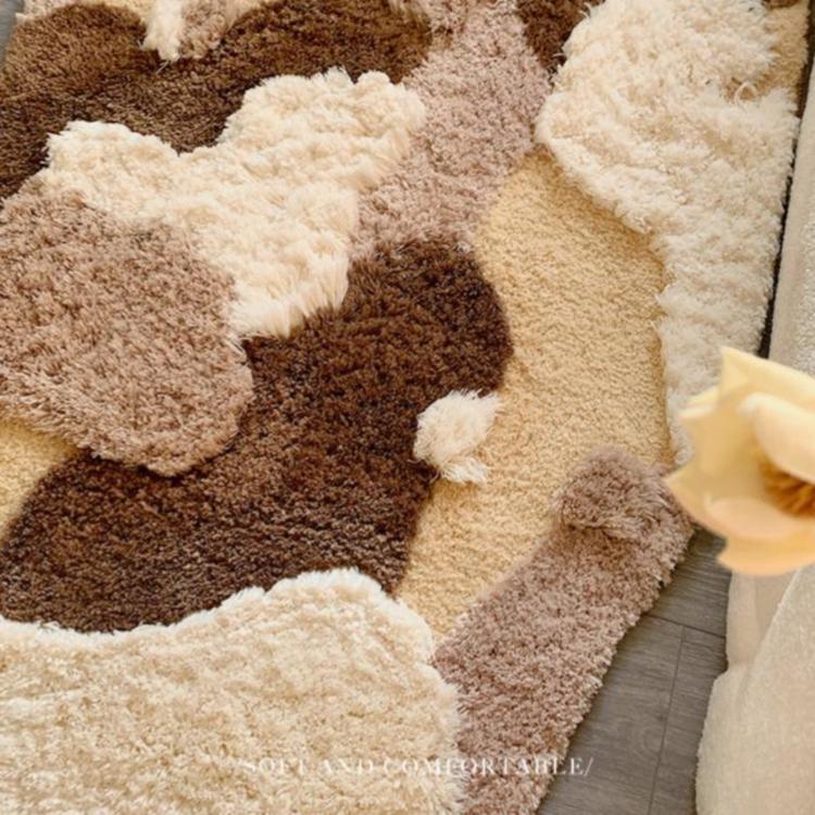 キュートクリーム風 カラフルデザイン ラグマット リビング 寝室 厚手シャギーラグ 立体デザイン 不規則ラグ おしゃれ klm-11