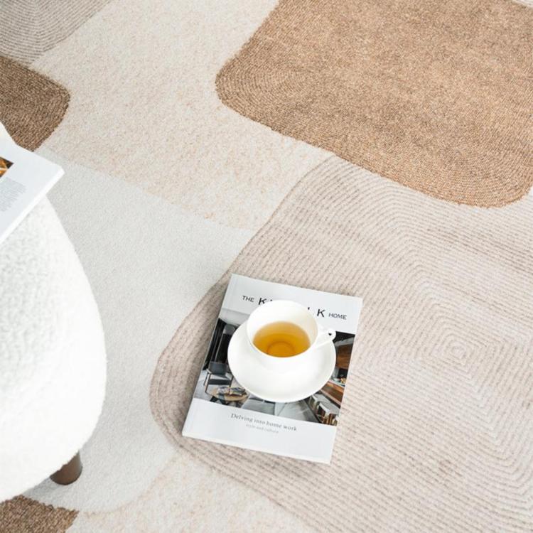 ヴィンテージ風 不規則ラグ 変形ラグマット リビング ソファ前 カーペット 寝室 ブラウン系 おしゃれ ky-09