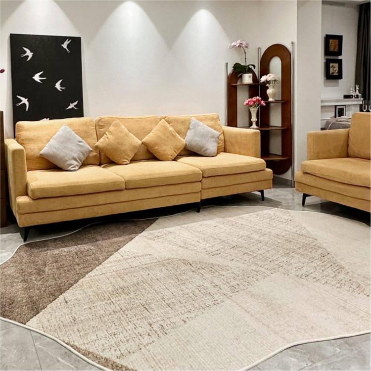 ヴィンテージ風 不規則ラグ 変形ラグマット リビング ソファ前 カーペット 寝室 ブラウン系 おしゃれ ky-09