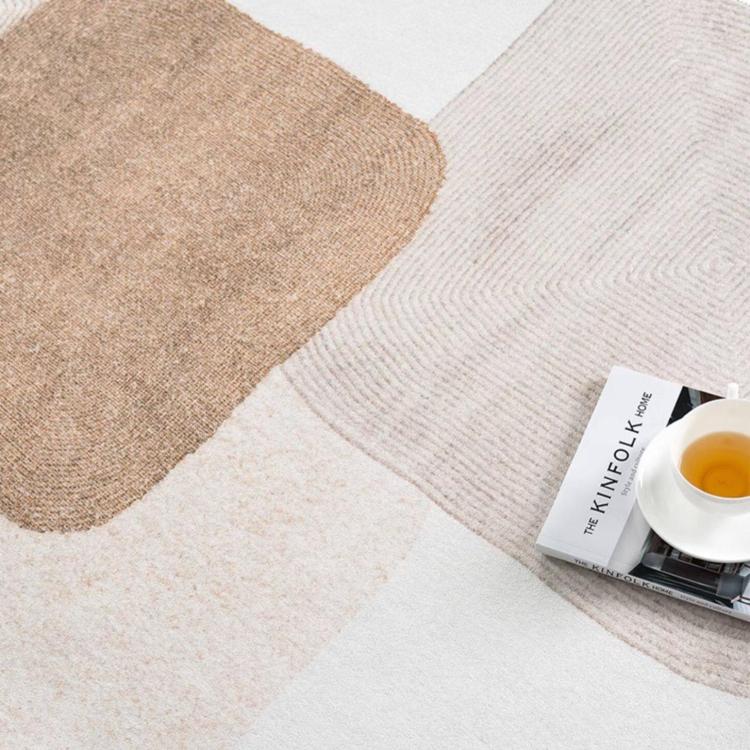 ヴィンテージ風 不規則ラグ 変形ラグマット リビング ソファ前 カーペット 寝室 ブラウン系 おしゃれ ky-09