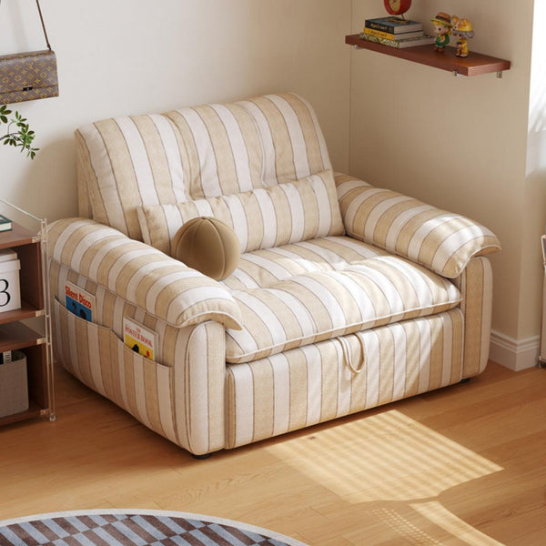 ストライプ柄 コットンリネン ソファーベッド 折りたたみ式｜リビング用 1人掛け mgj-0203-33