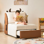 牛柄キッズ用ソファーベッド 折りたたみ式｜伸縮可能・リクライニング対応・省スペース 子供用ソファ 小型住宅向け mjsh-0203-37