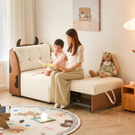 牛柄キッズ用ソファーベッド 折りたたみ式｜伸縮可能・リクライニング対応・省スペース 子供用ソファ 小型住宅向け mjsh-0203-37