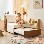 牛柄キッズ用ソファーベッド 折りたたみ式｜伸縮可能・リクライニング対応・省スペース 子供用ソファ 小型住宅向け mjsh-0203-37