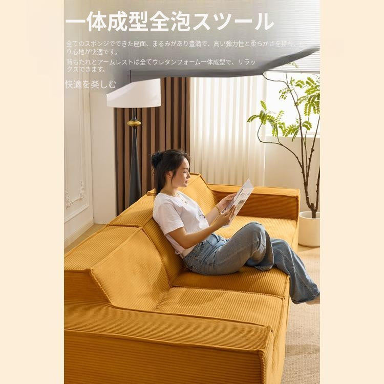 真空圧縮ソファ 布張りソファ ヴィンテージ風 豆腐ブロックデザイン コーデュロイ コンパクト リビング用 mljj-0422-83