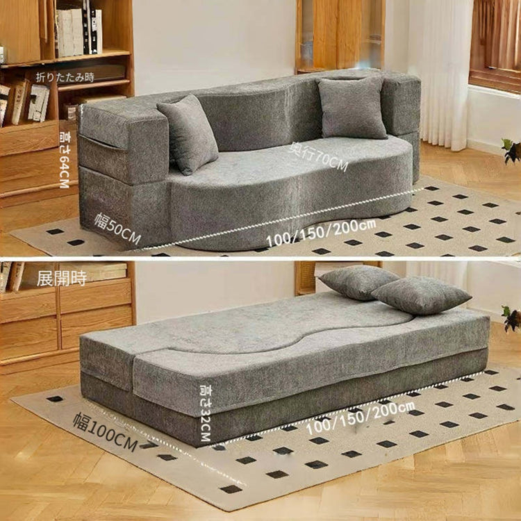 省スペース 圧縮ファブリック ソファーベッド｜折りたたみ 直線デザイン 洗えるカバー 一人暮らし向け qs-0209-56
