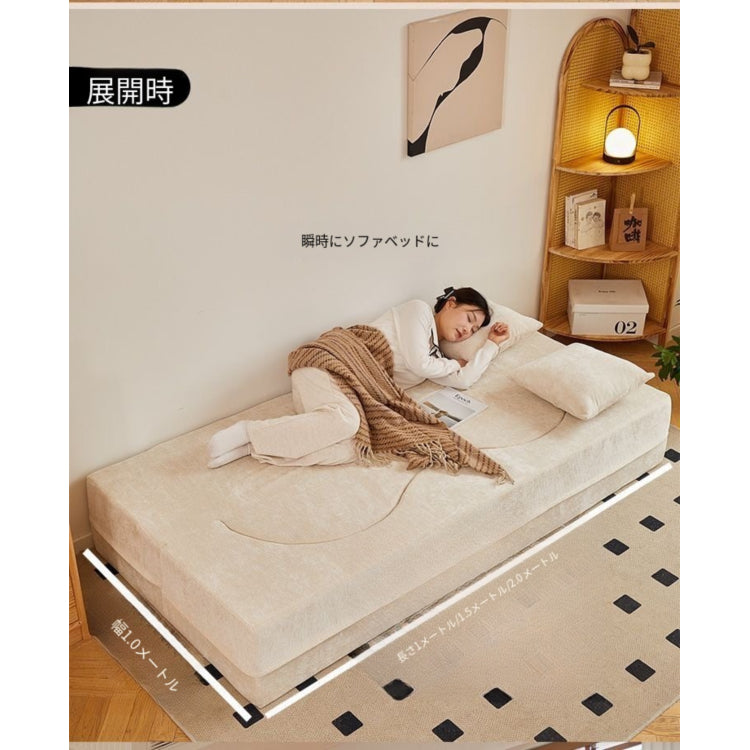 省スペース 圧縮ファブリック ソファーベッド｜折りたたみ 直線デザイン 洗えるカバー 一人暮らし向け qs-0209-56
